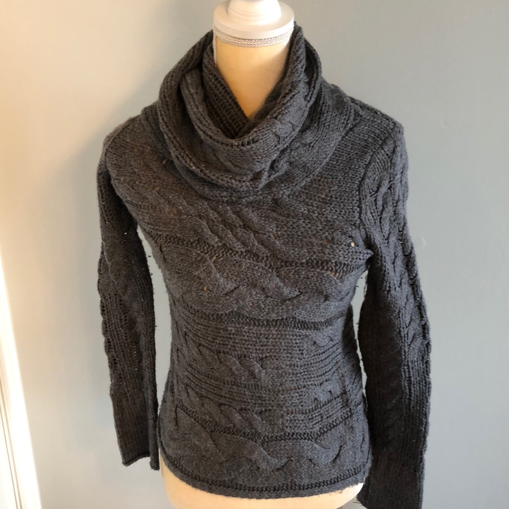 Grey turtleneck sweater from Banana Republic.